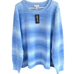 NWT AnyBody Eyelash Yarn Ombré Sweater Blue Size 3X